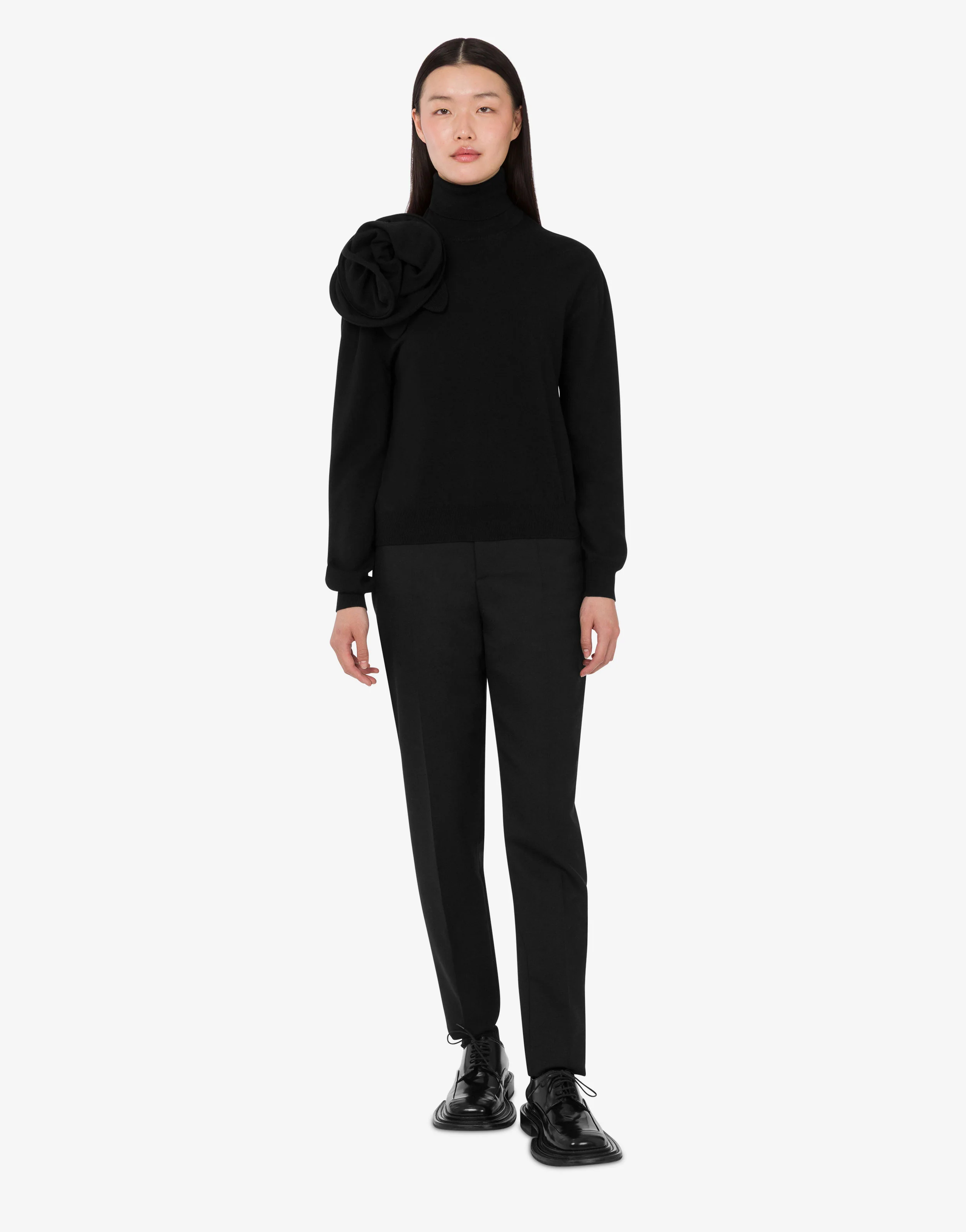 Maglia Con Collo Alto In Lana Merino - Moschino EN